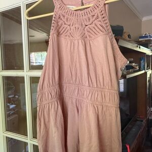 Maurice’s Halter High Neck Peplum Crochet Trim Tank L